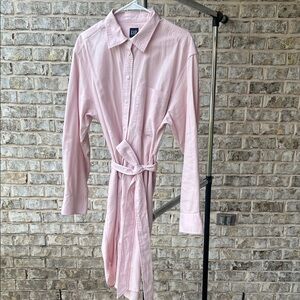 GAP Pale Pink Tie-Waist Shirt Dress Size Medium Tall